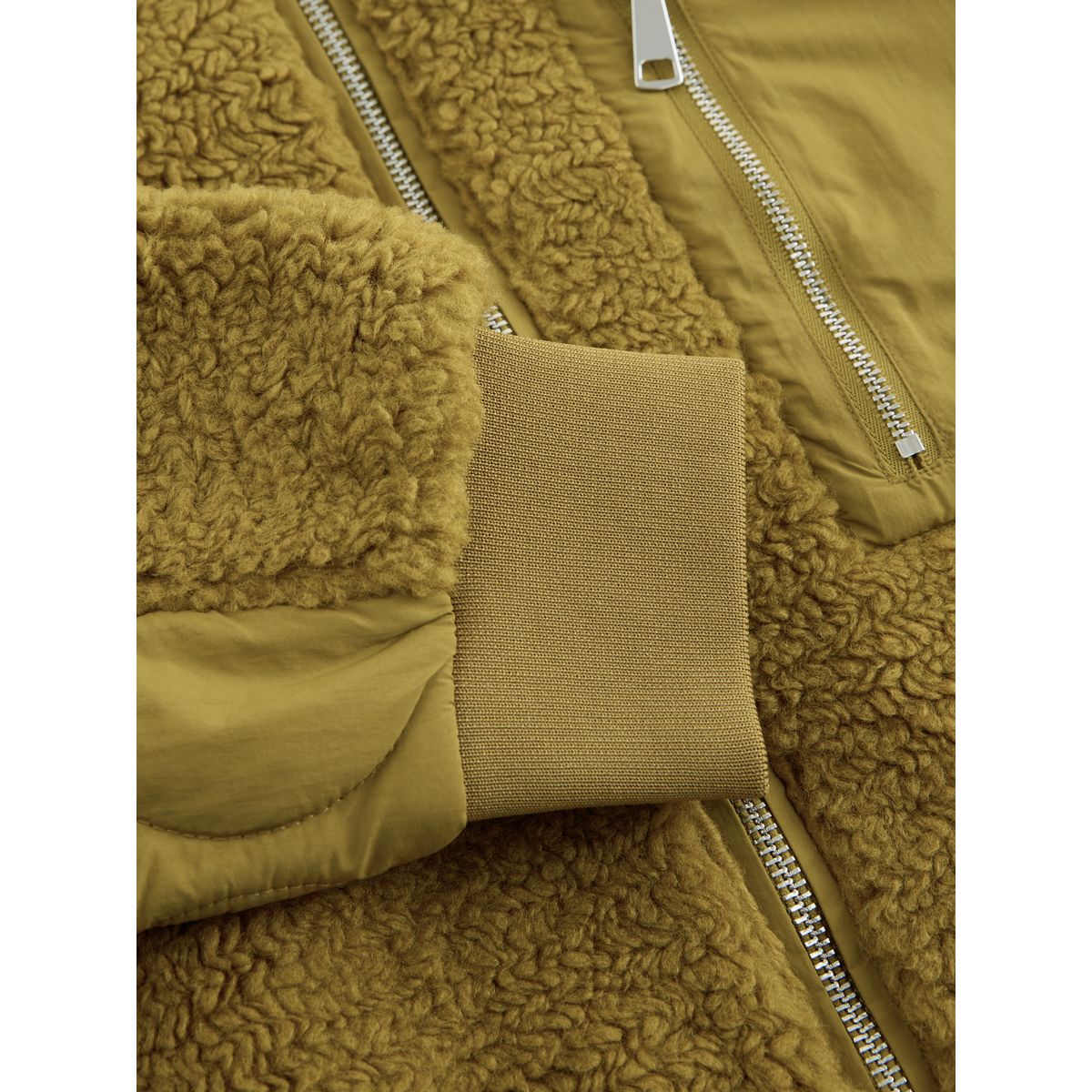 Blouson aviateur imitation peau de mouton vert olive, NEXT