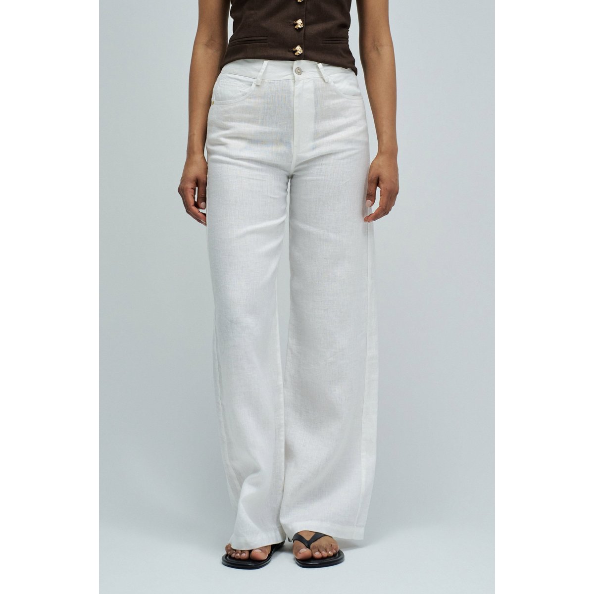 PANTALONS EN LIN AVEC JAMBE WIDE blanc, SALSA JEANS