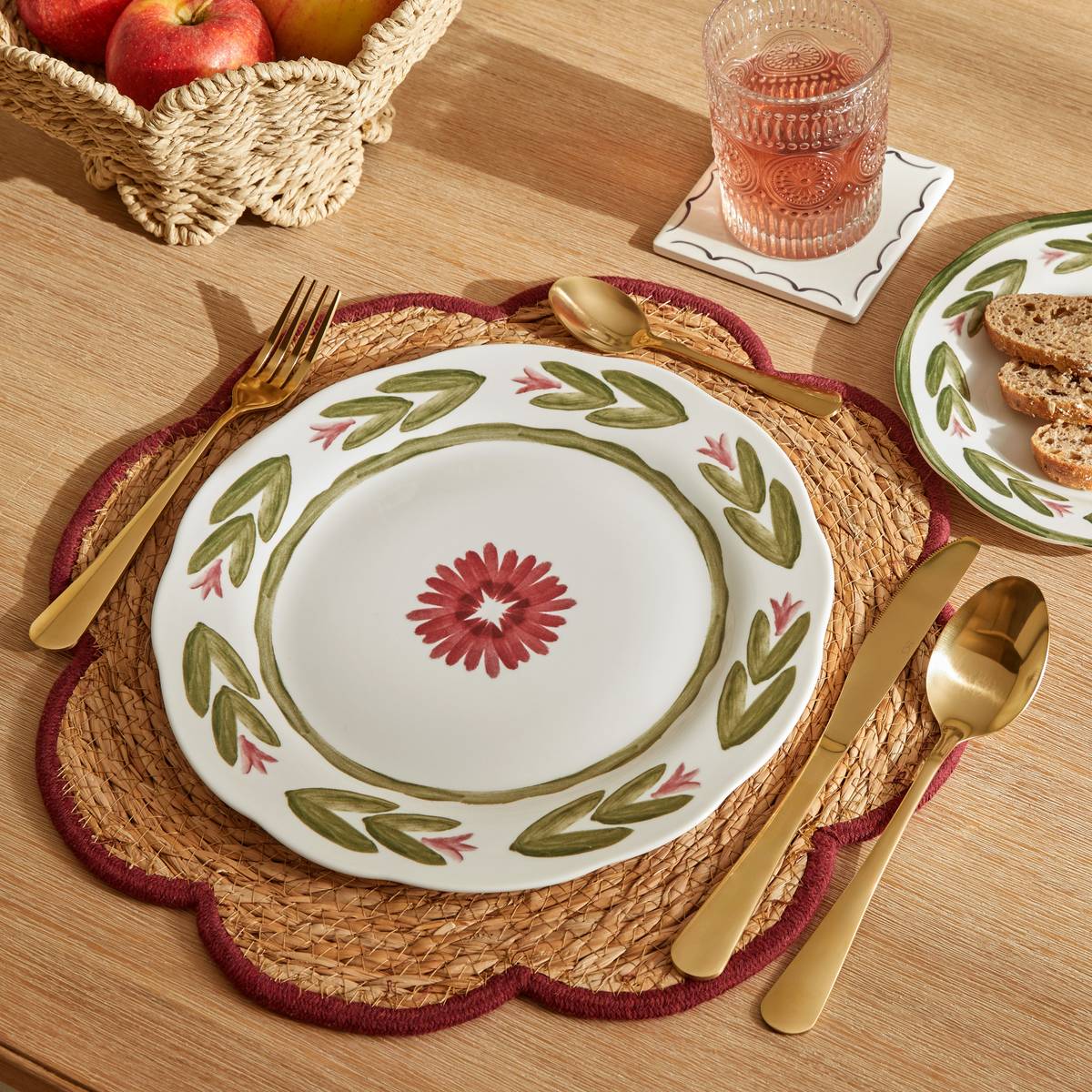 Lot de 6 assiettes dessert rondes en porcelaine MONA vert, ATMOSPHERA