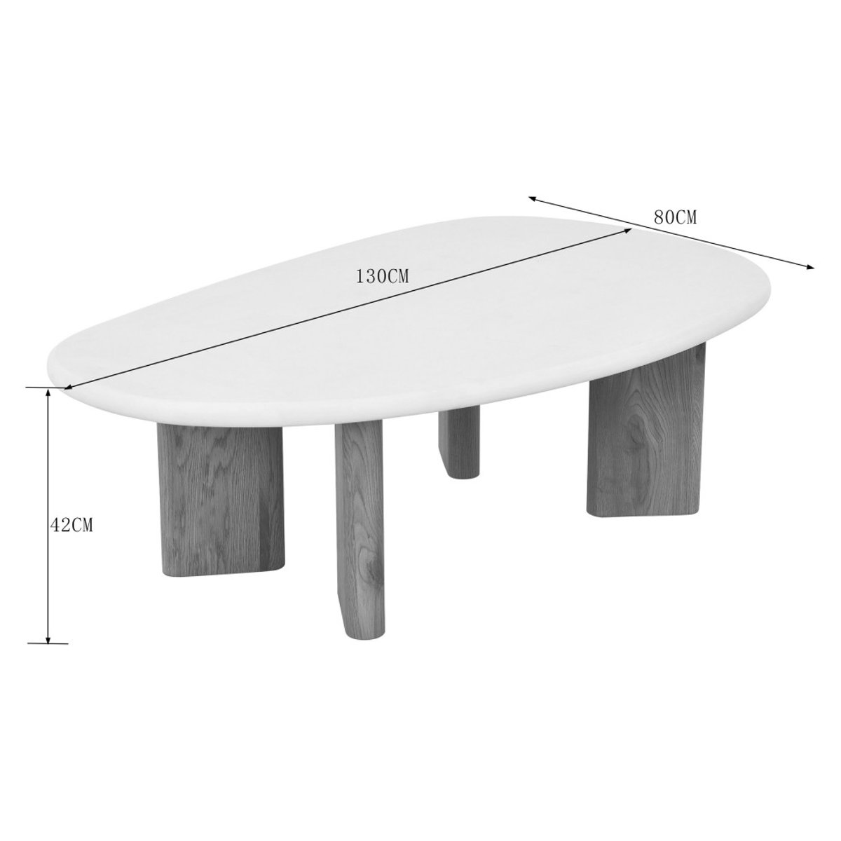 Table basse organique effet béton et bois L130cm- SYLINA beige, DRAWER