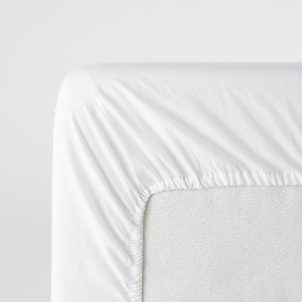 Lenzuolo con angoli tinta unita cotone lavato balza 30cm, Scenario bianco, LA REDOUTE INTERIEURS