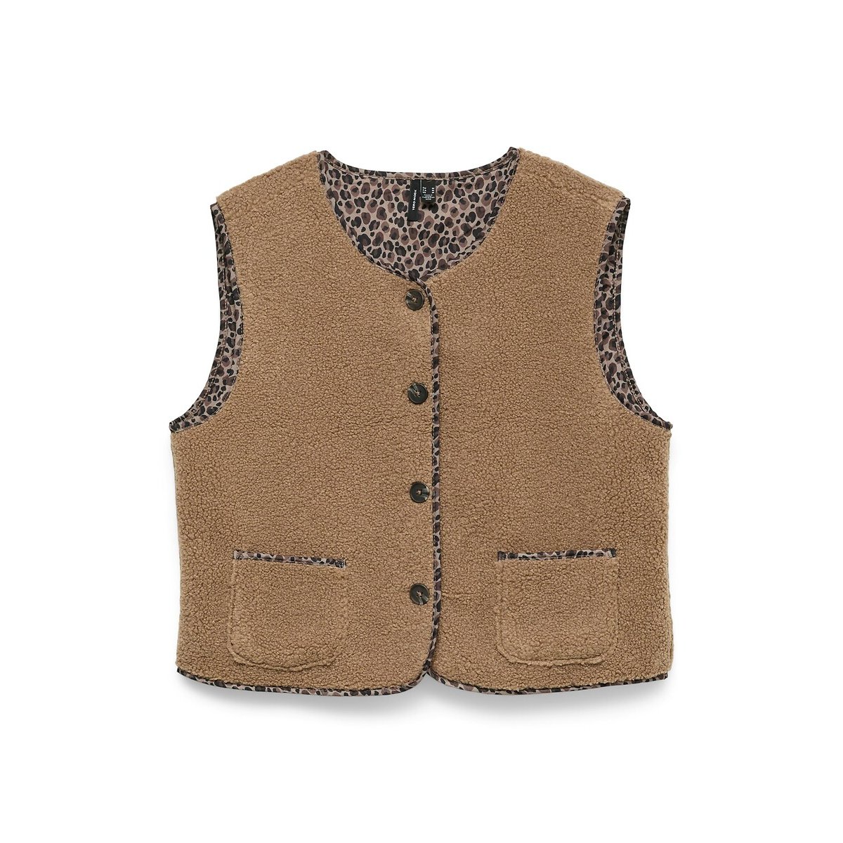 Gilet sans manches en sherpa camel, VERO MODA