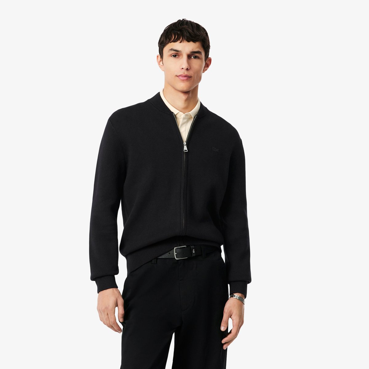 Bomber maille laine mélangée noir-031, LACOSTE