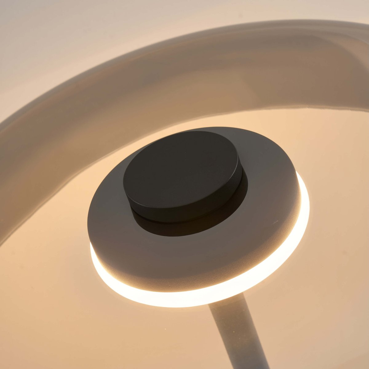 Suspension LED verre disque design - RICCARDO noir et gris fumé, KOSILUM