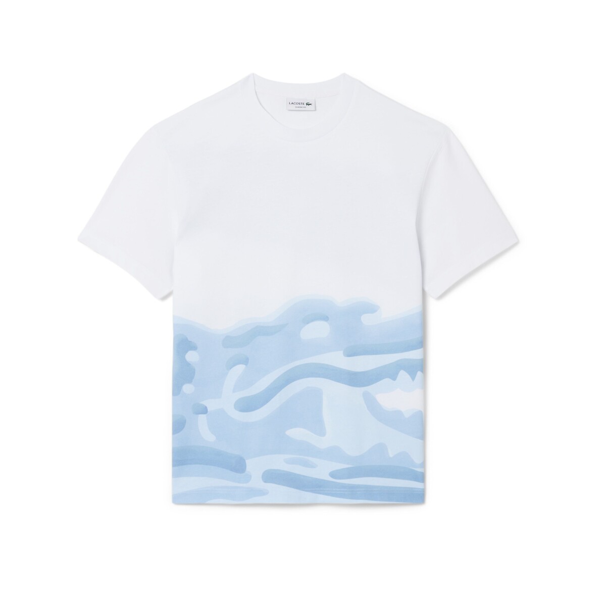 T-shirt classic fit en coton imprimé blanc, LACOSTE