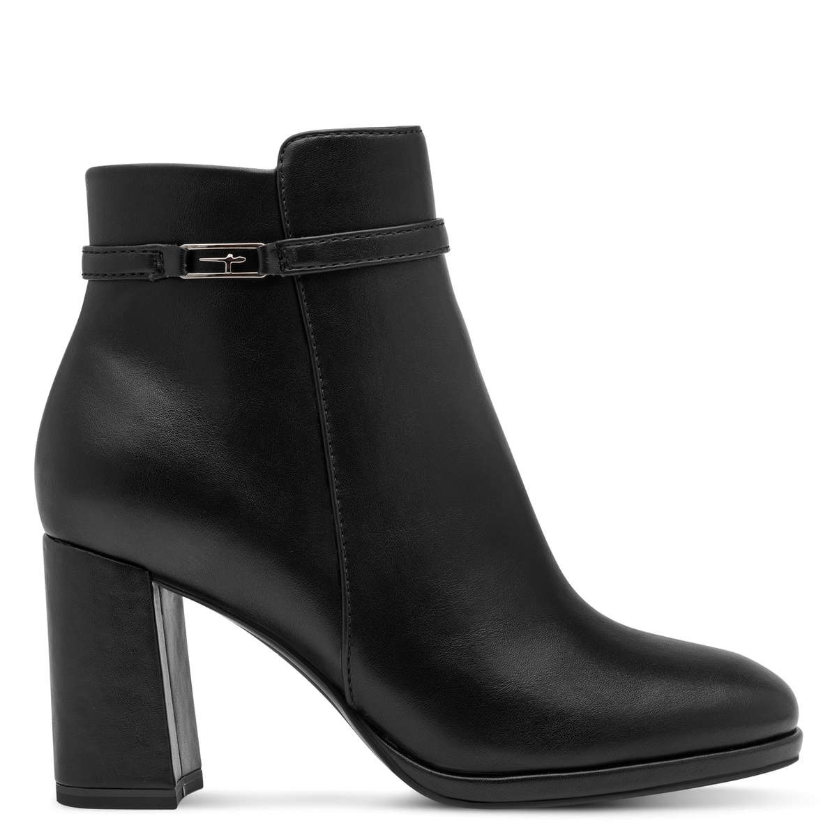 Bottine talon bloc noir mat, TAMARIS