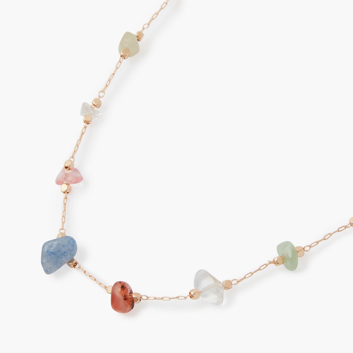 Collier en pierres naturelles d'Aventurine, amethyste et agate rouge multicolore, BALABOOSTE
