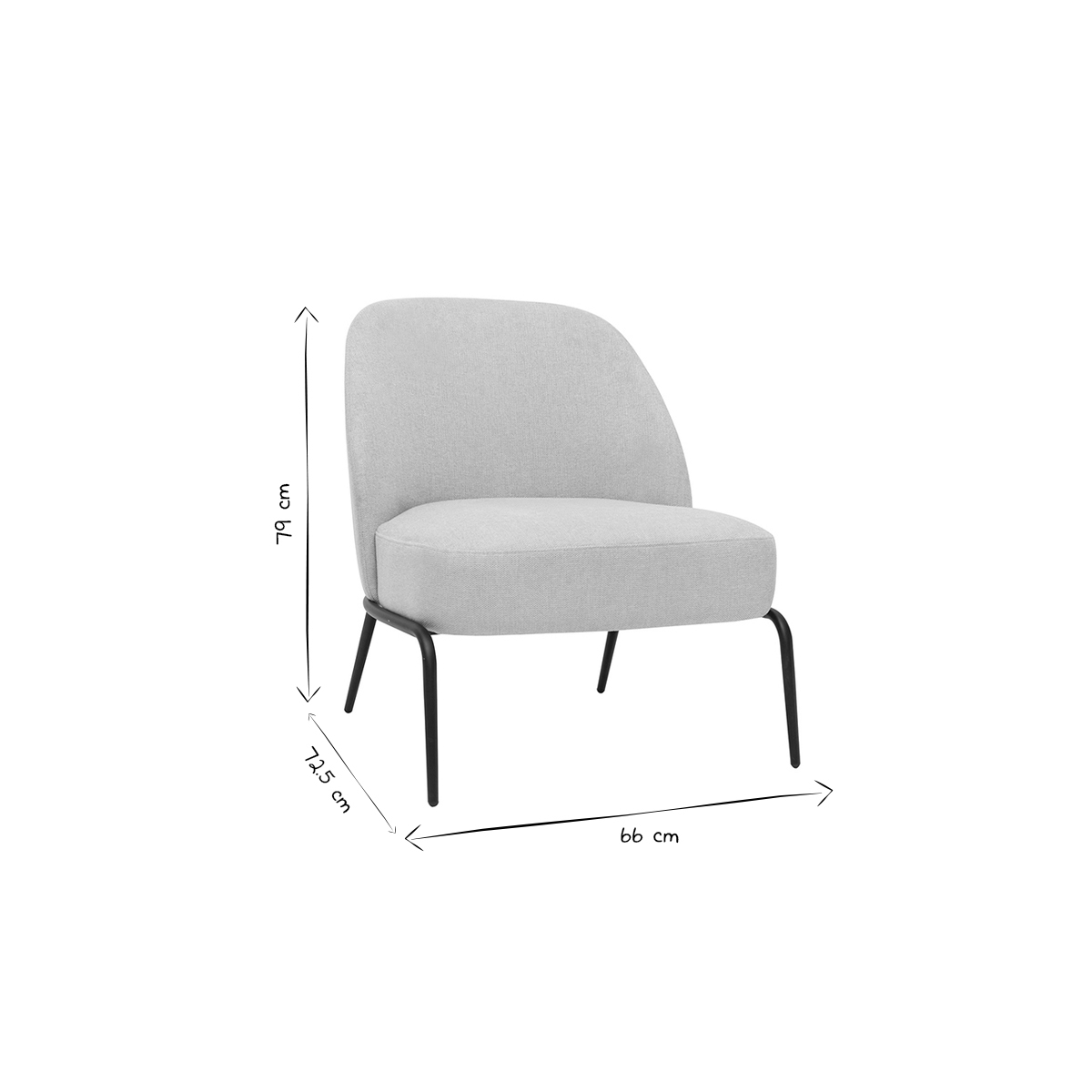 Fauteuil design en tissu effet velours texturé beige et métal noir BREGO beige, MILIBOO