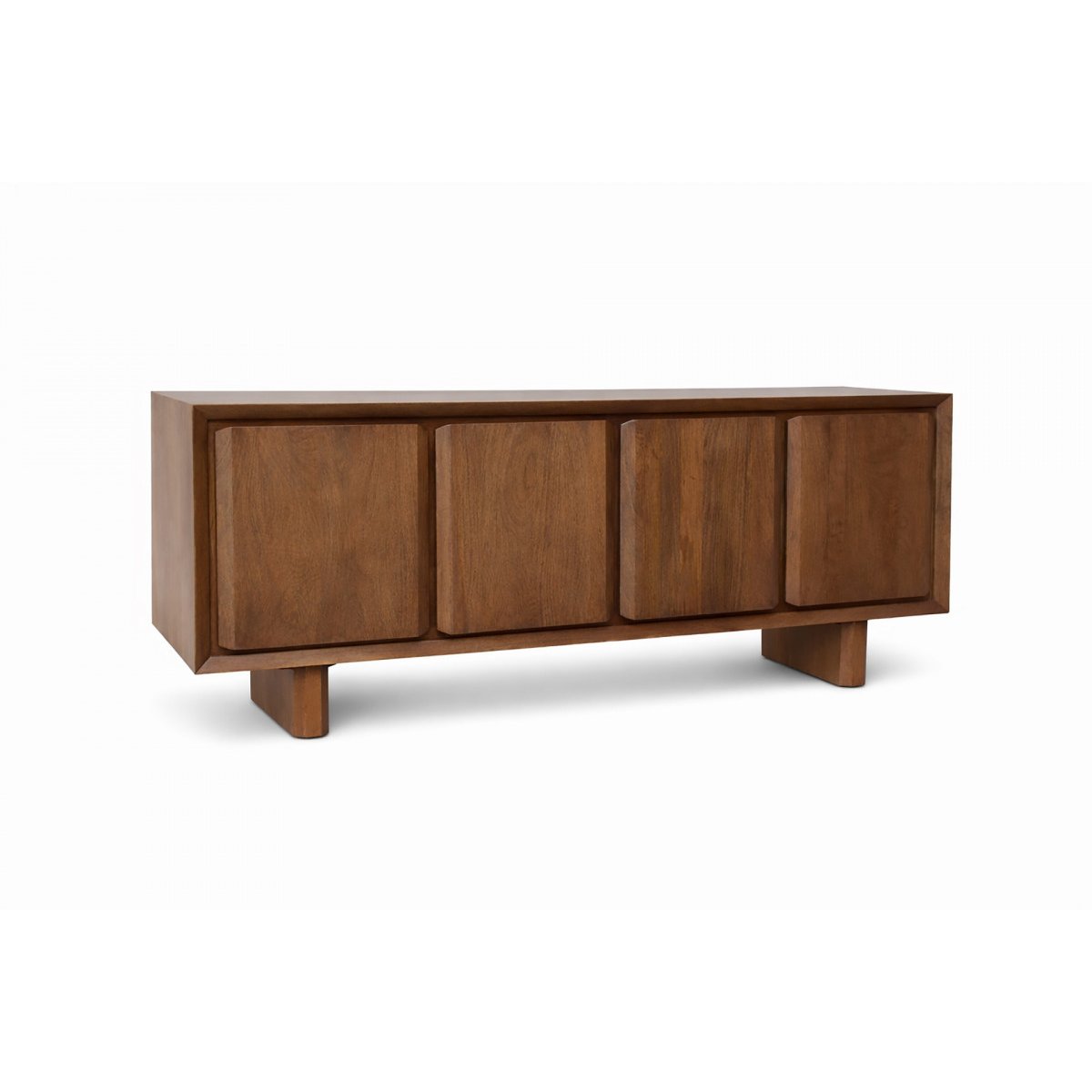 Buffet bas en bois massif 4 portes 200 cm, BELLECOUR marron foncé, BOBOCHIC