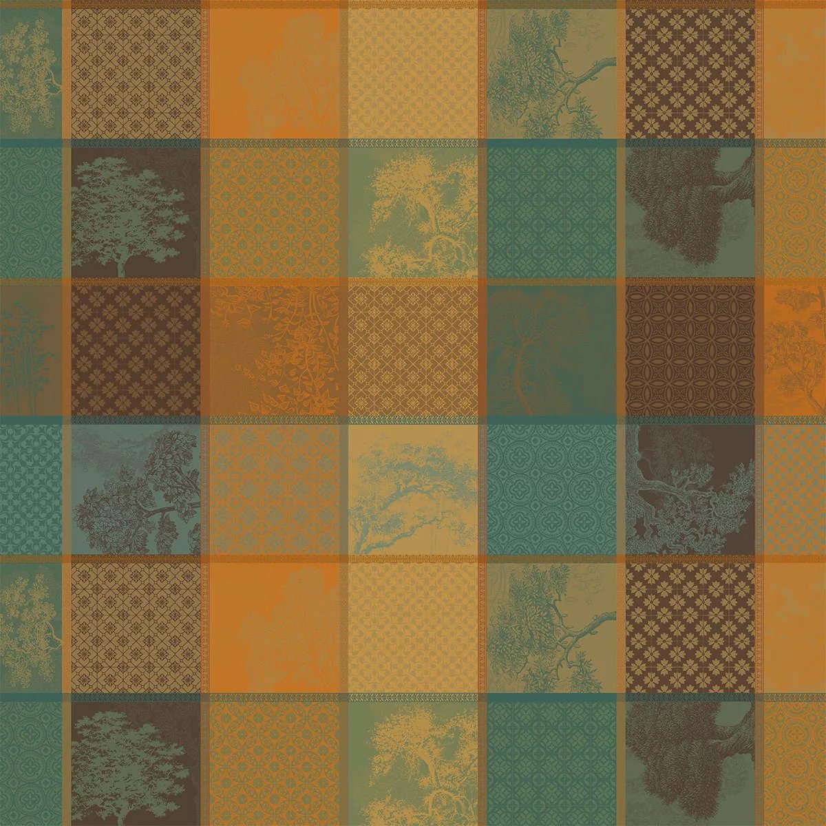 Nappe pur coton enduit MILLE TREES foret, GARNIER THIEBAUT