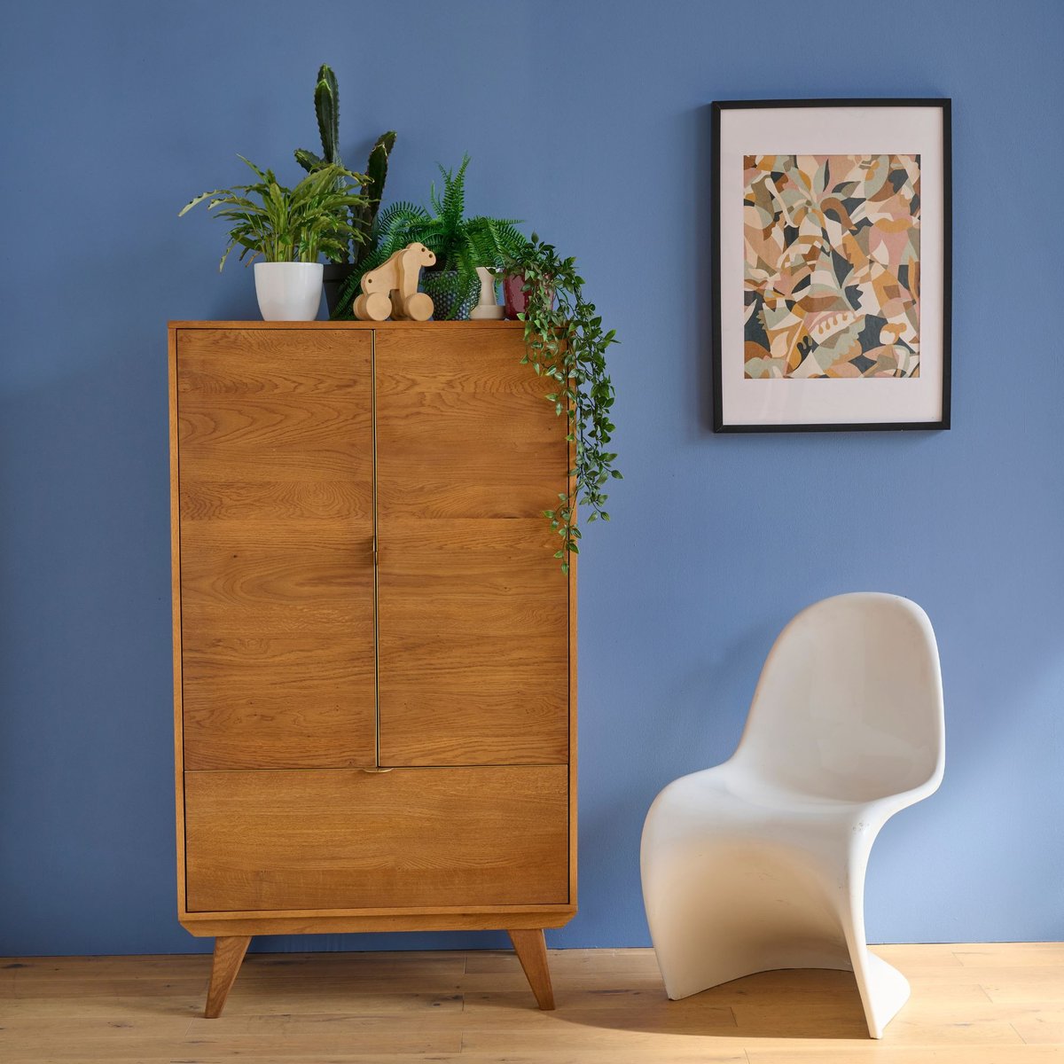 Buffet haut rétro en bois 2 portes 1 tiroir L80 H140 bronze - MALLET marron, HELLIN, DEPUIS 1862