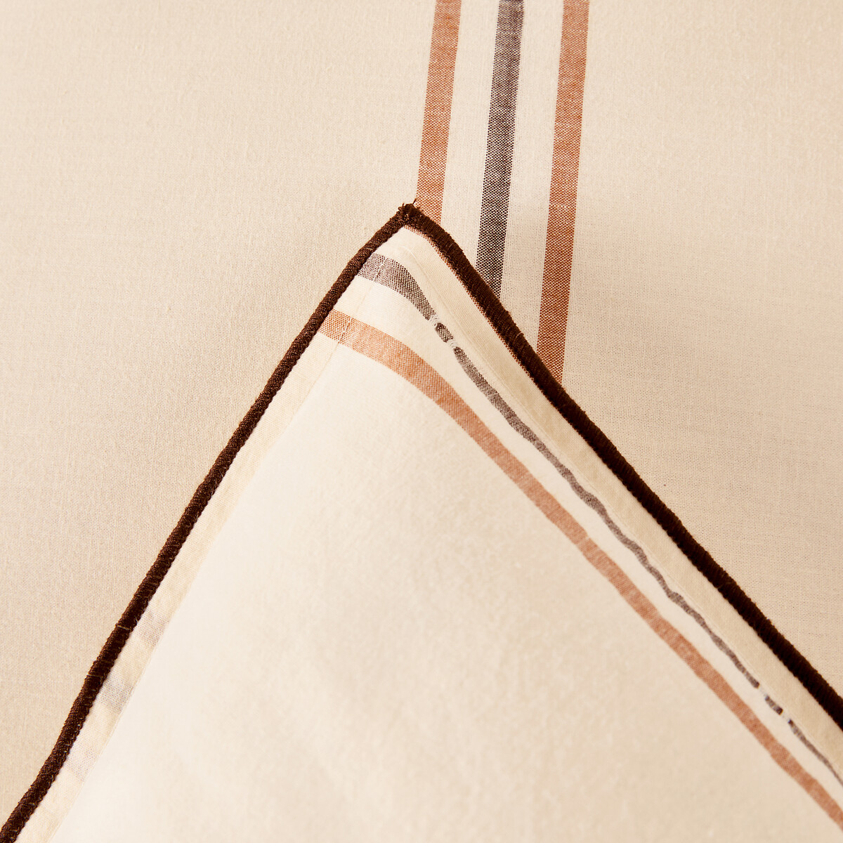 Funda de almohada de algodón lavado, a rayas, BRAVA rayas fondo crudo, LA REDOUTE INTERIEURS