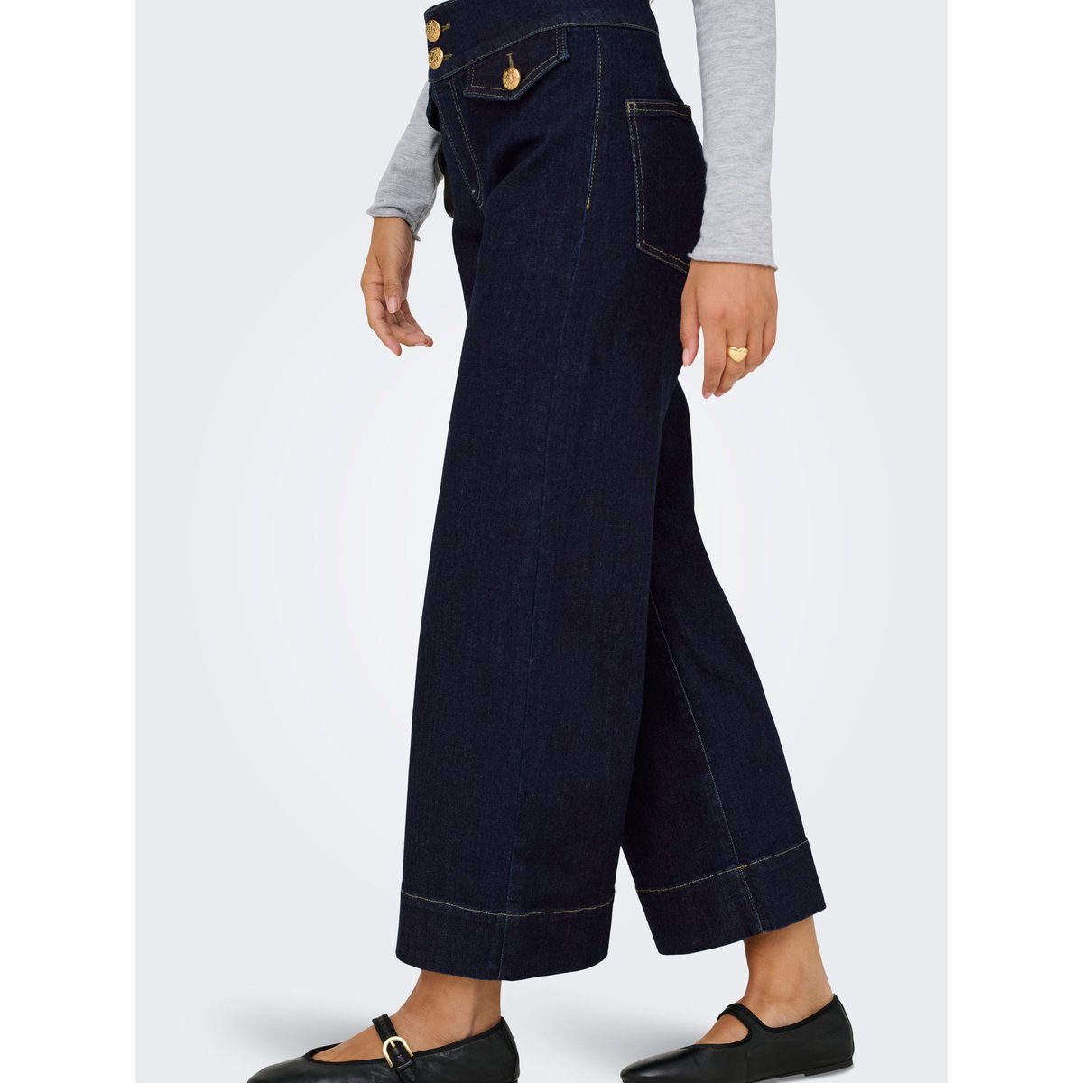 Jean À Jambe Large dark blue denim, ONLY