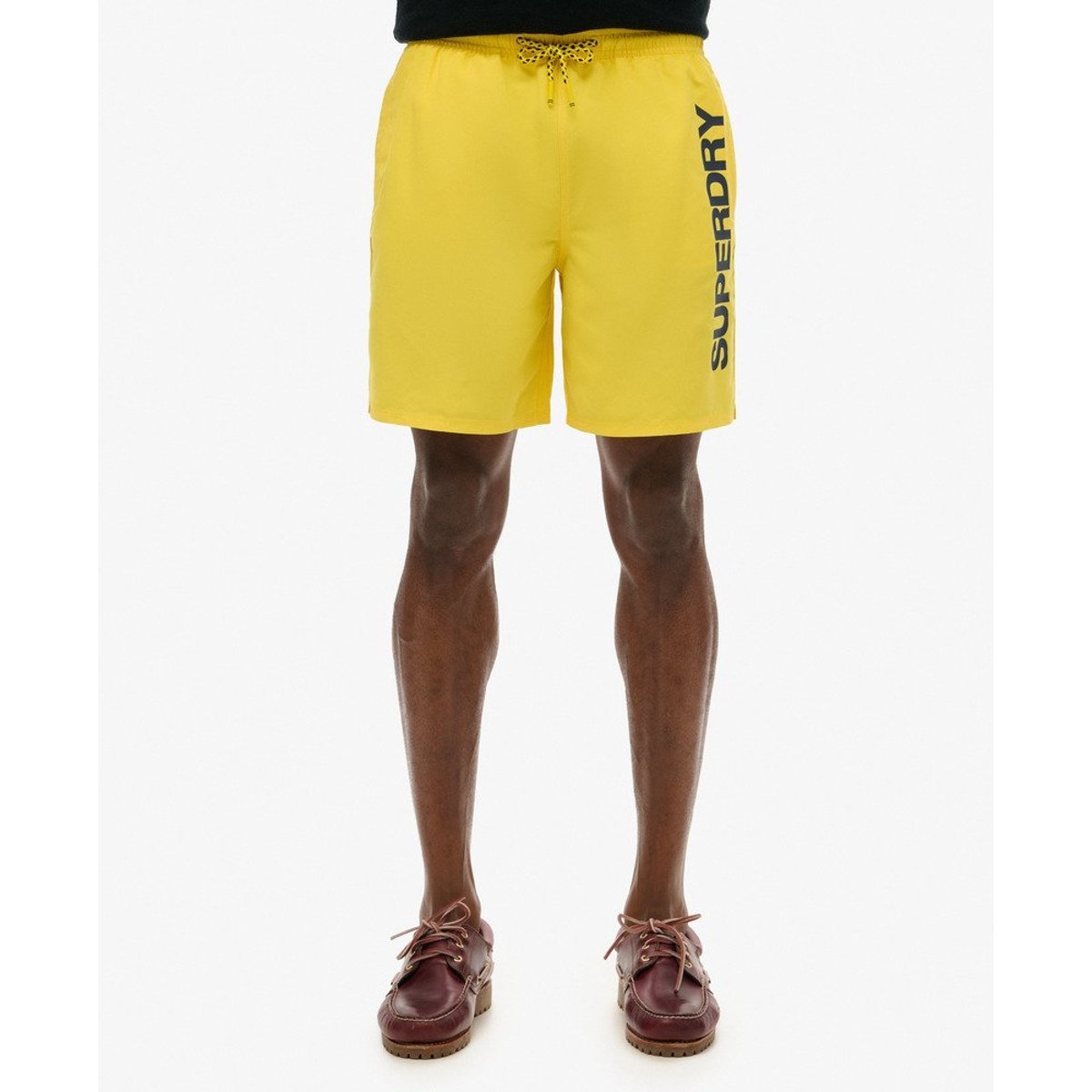 Short de bain de sport recyclé à motif longueur 43 cm jaune cyber, SUPERDRY