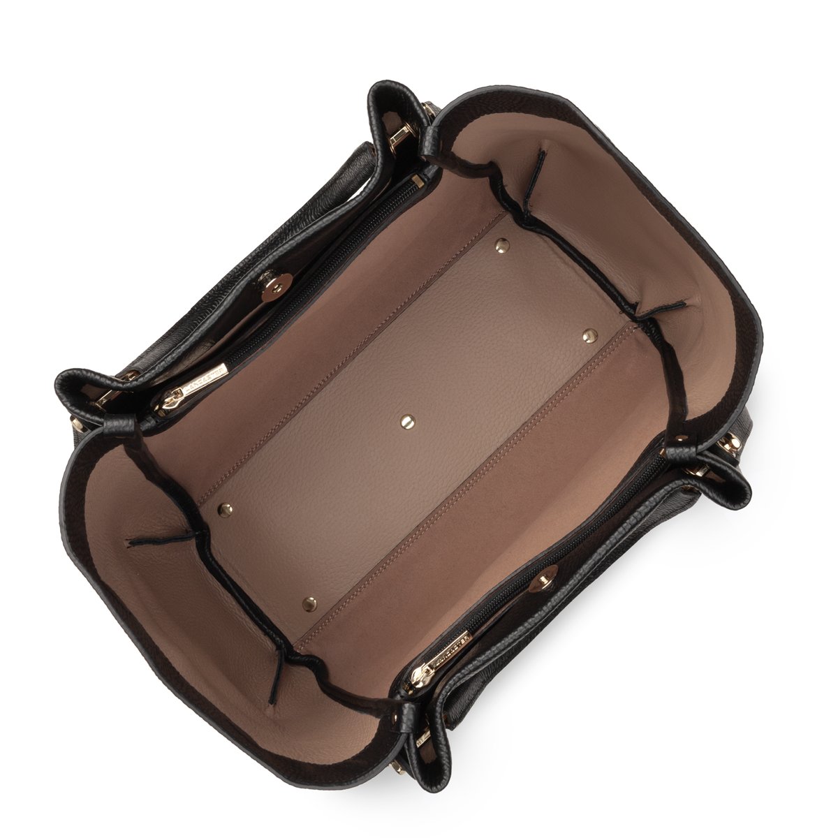 Sac cabas porté épaule en cuir, FOULONNE DOUBLE LOUISA noir - in - nude, LANCASTER