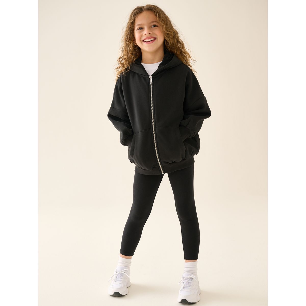 Ensemble legging et sweat à capuche zippé noir, NEXT
