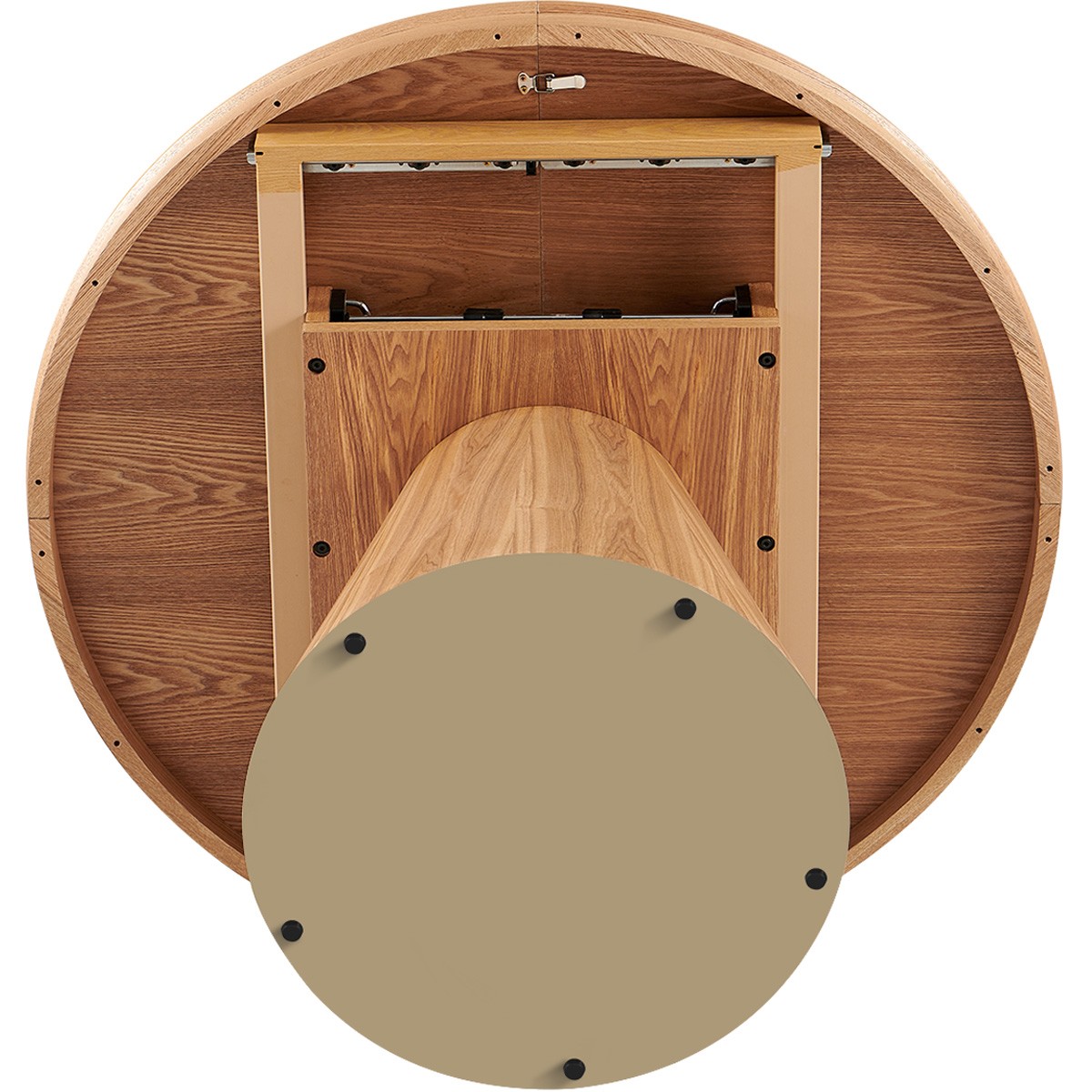 Table à manger ronde extensible 4/6 couverts effet Chêne - TRENTO chêne clair, HOMIFAB