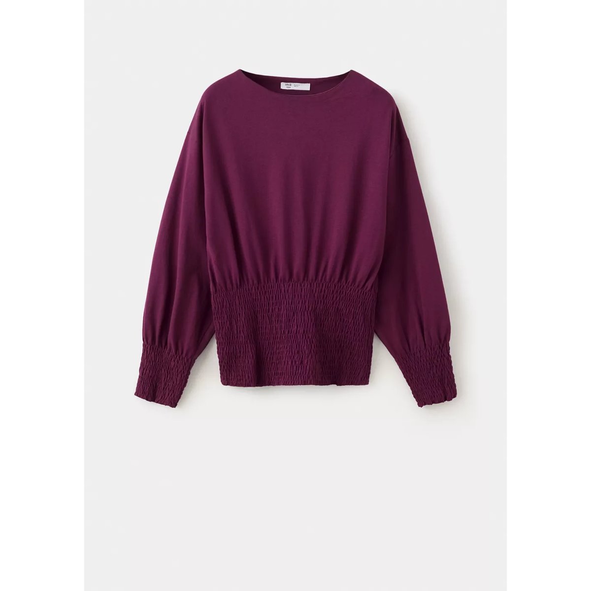 T-shirt coton détails froncés bordeaux, MANGO TEEN