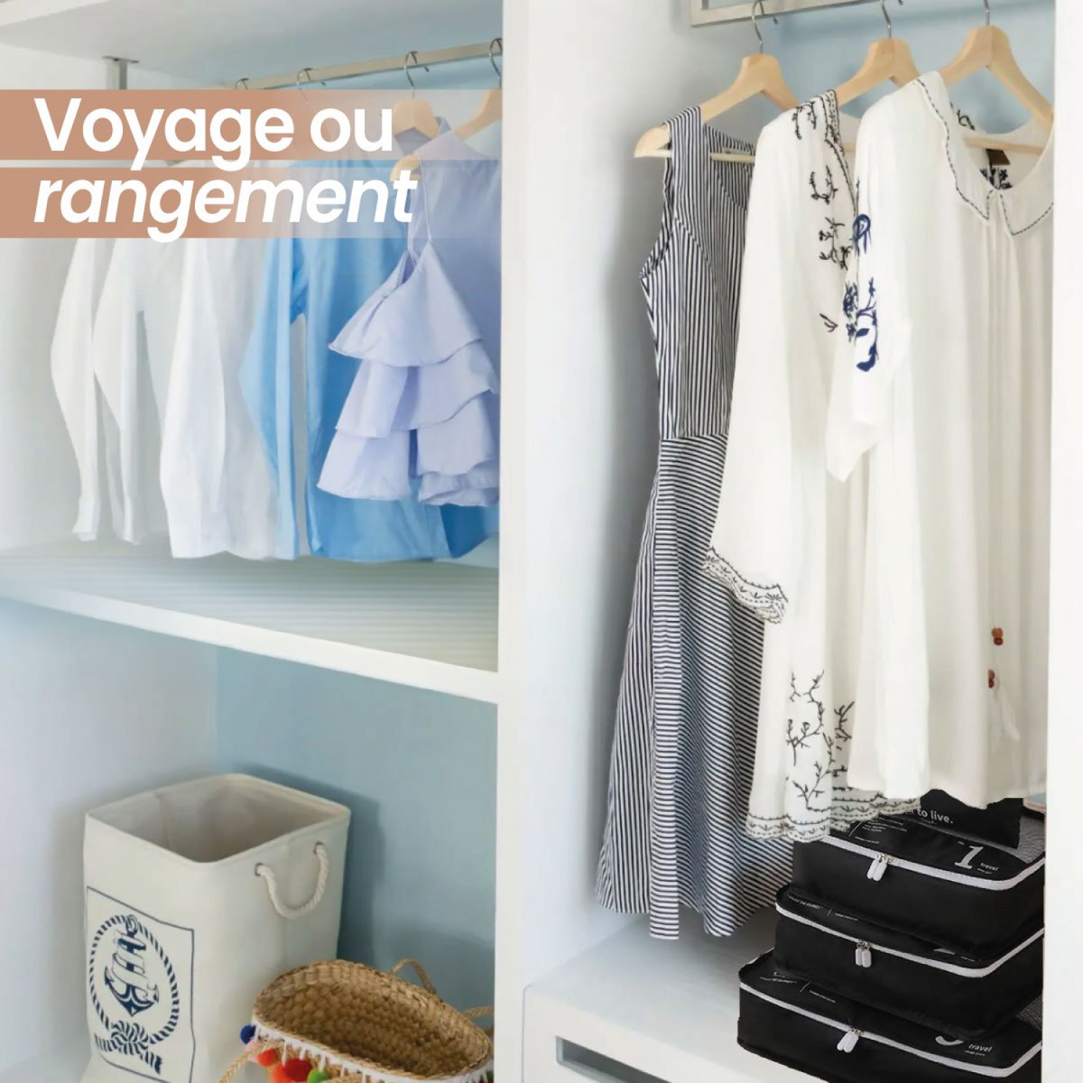 Organisateur de voyage 7 pièces noir, VIVEZEN