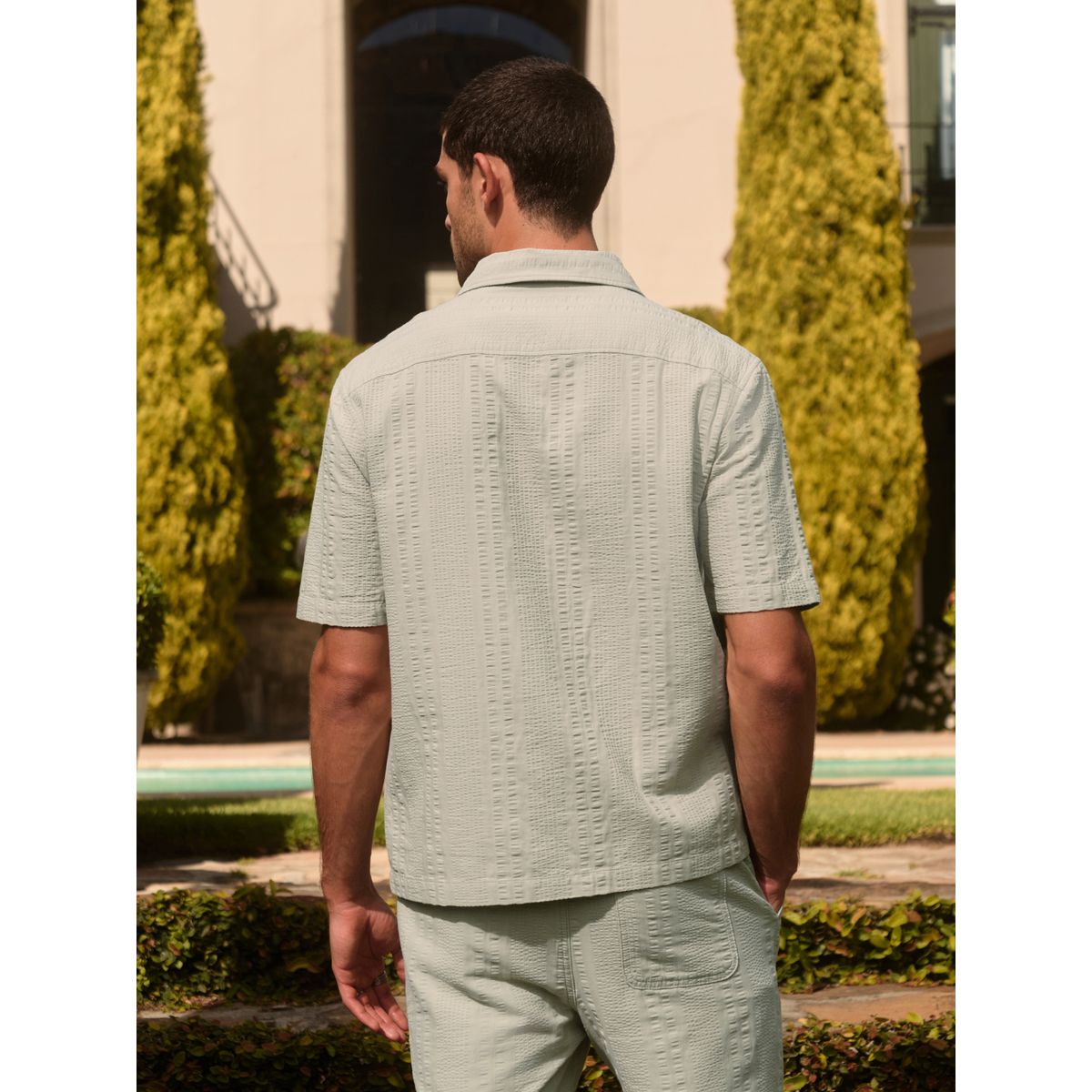 Chemise texturée à manches courtes et motif vert, NEXT