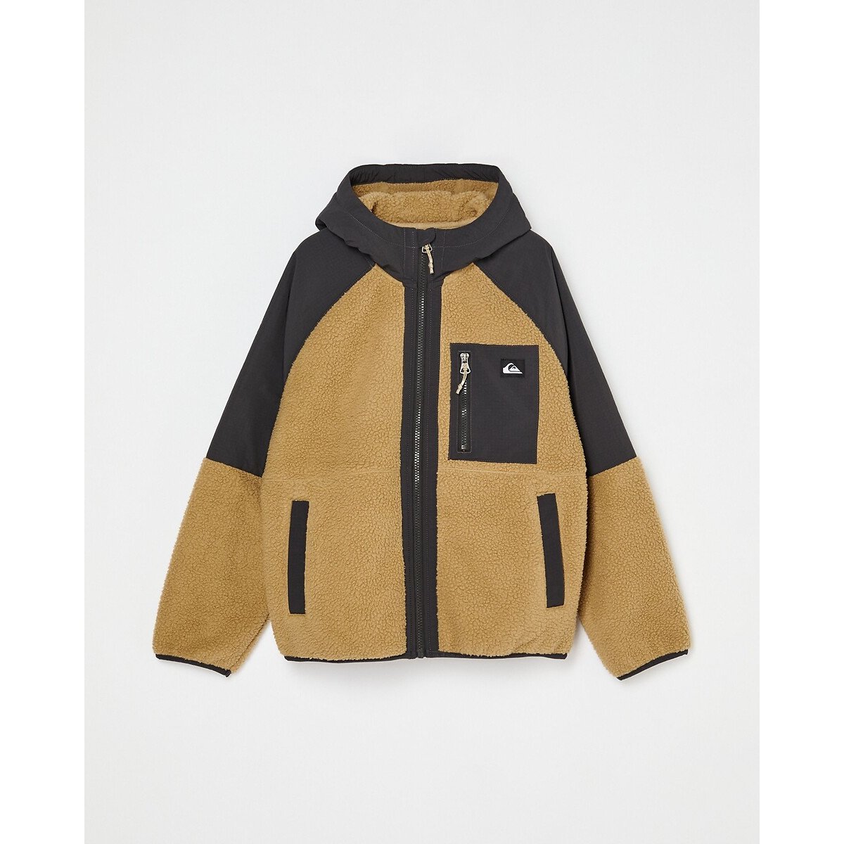 Veste polaire zippée avec capuche camel/bleu, QUIKSILVER