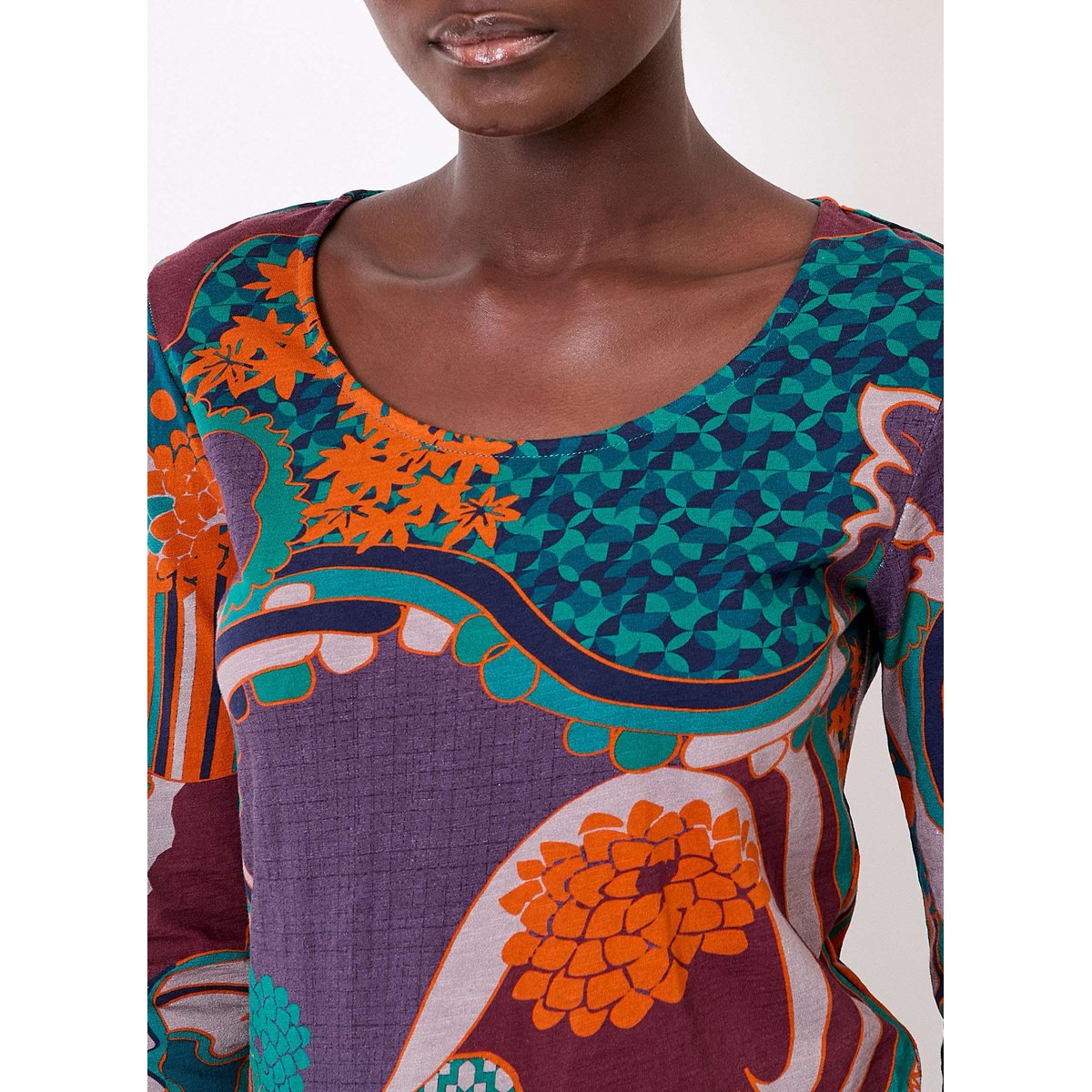 T-shirt imprimé coton bio KANPUR marron brique, LA FIANCÉE