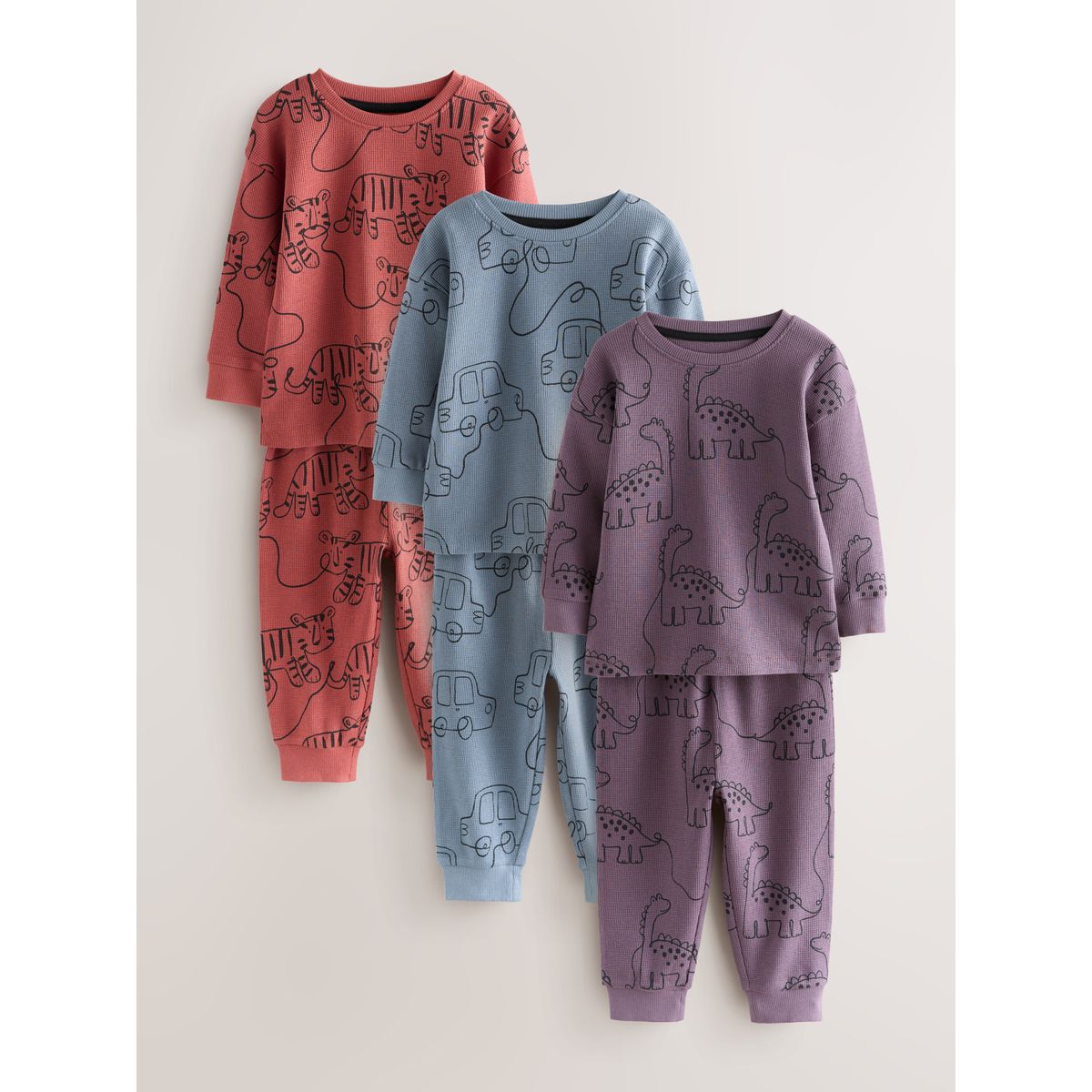 Pyjama oversize, lot de 3 rouge/bleu/violet, NEXT