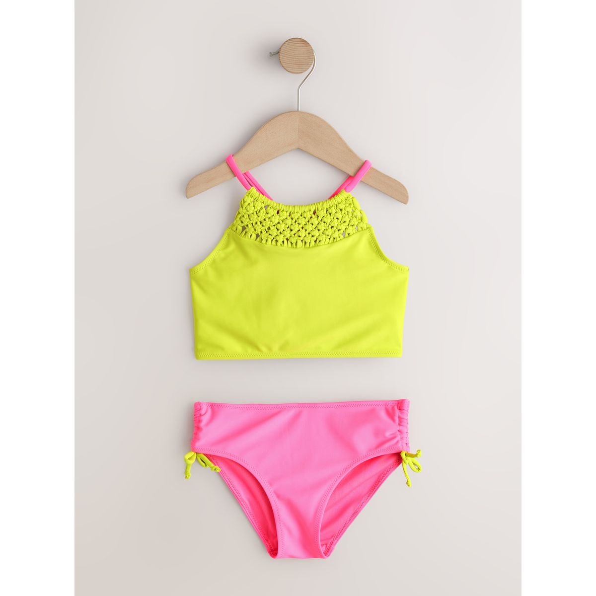 Bikini en macramé rose/citron vert, NEXT