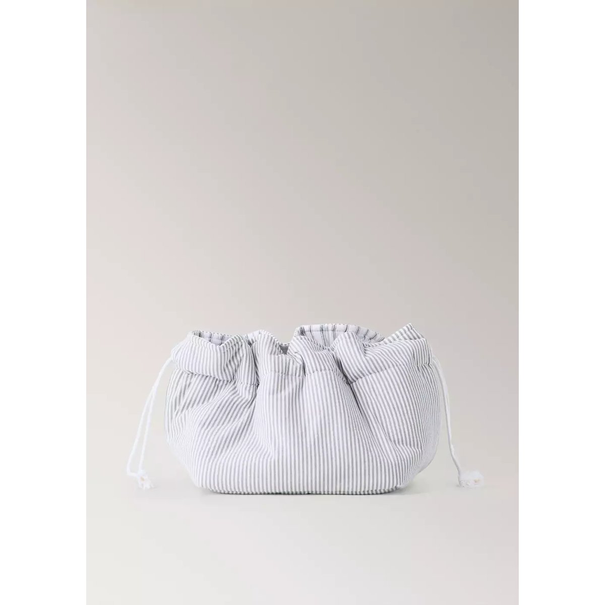 Trousse de toilette 100 % coton à fines rayures seersucker gris moyen, MANGO HOME