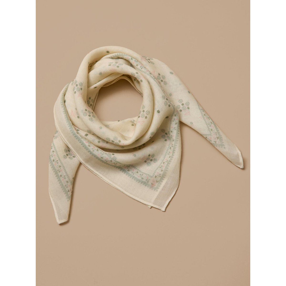 Foulard imprimé en laine ecru, CYRILLUS