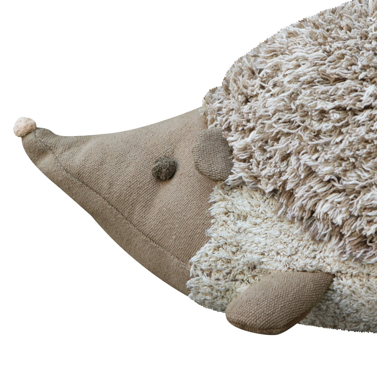 Coussin de sol en coton Hérisson CHASSE AUX CHAMPIGNONS naturel, brun clair, LORENA CANALS