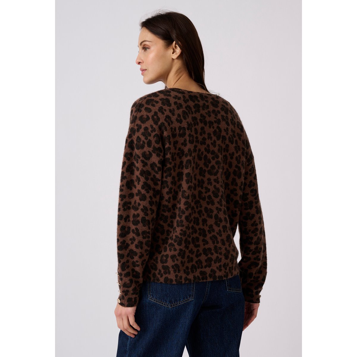 Pull Thermolactyl à boutons uni ou imprimé animalier marron animalier, DAMART