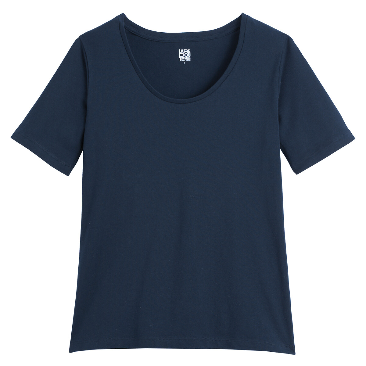 Tee shirt col rond manches courtes bleu marine, LA REDOUTE COLLECTIONS