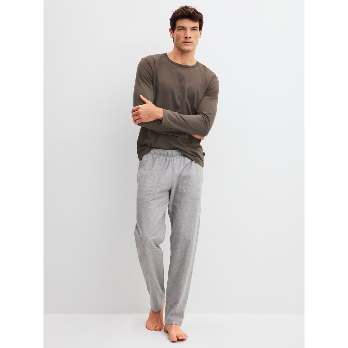 Pantalon en flanelle avec poches latérales Lyocell RMX FLANNEL MOOD ash, CALIDA