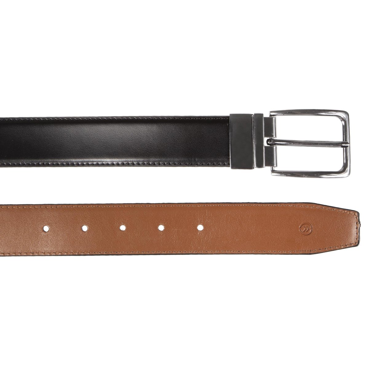 Ceinture réversible multicolor noir/cognac, ISOTONER