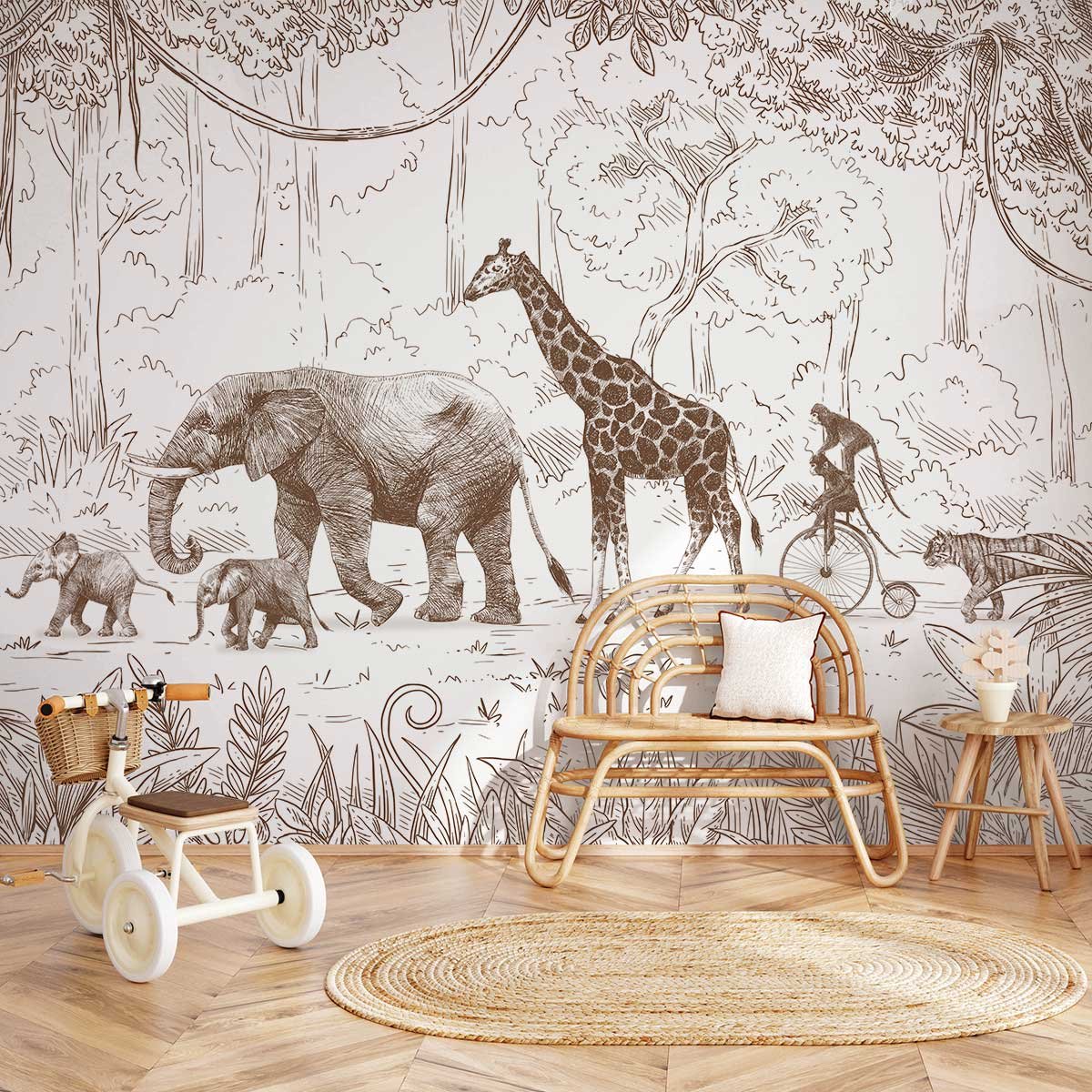 Papier peint parade de la savane intissé, HEXOA