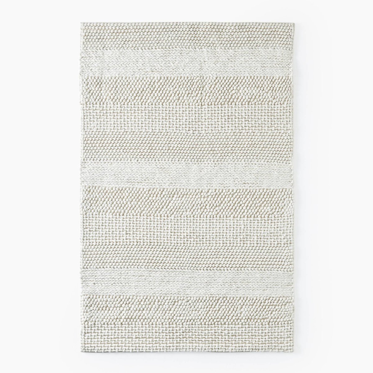 Tapis laine effet tricot, 120x180cm, 100% laine off white, MONOPRIX
