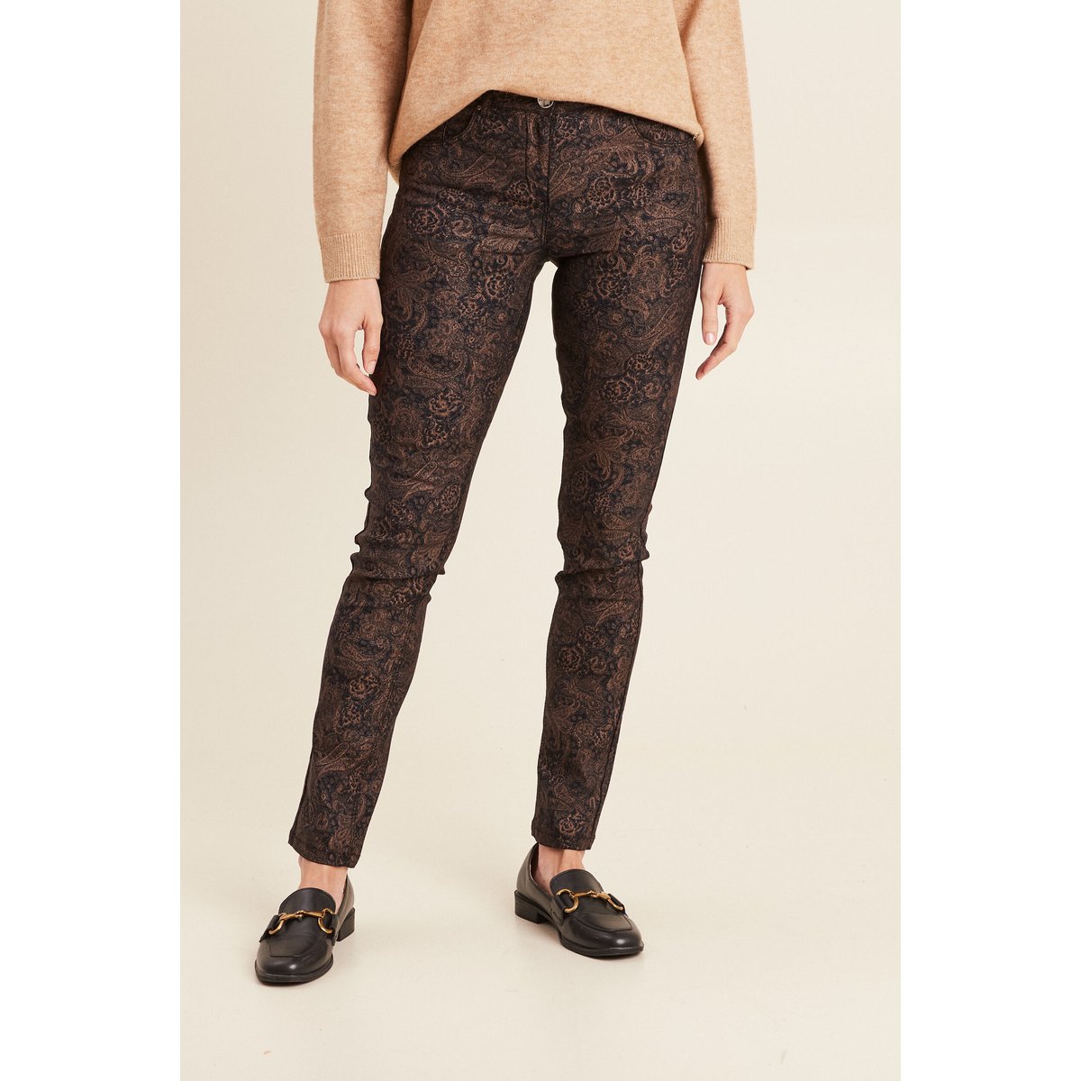 Pantalon coupe ajustée enduit rouille, BREAL