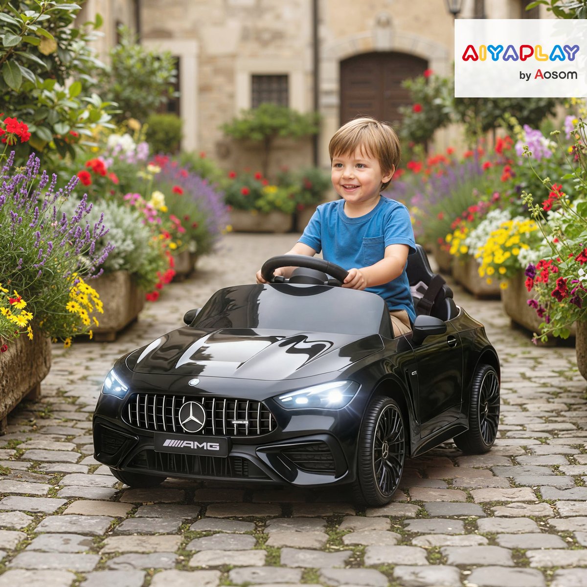 Voiture électrique à conducteur assis PP Noir noir, AIYAPLAY