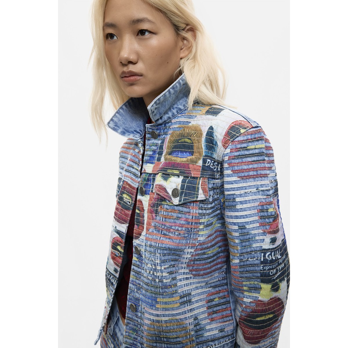 Veste en denim imprimée 100 % coton bleu clair, DESIGUAL