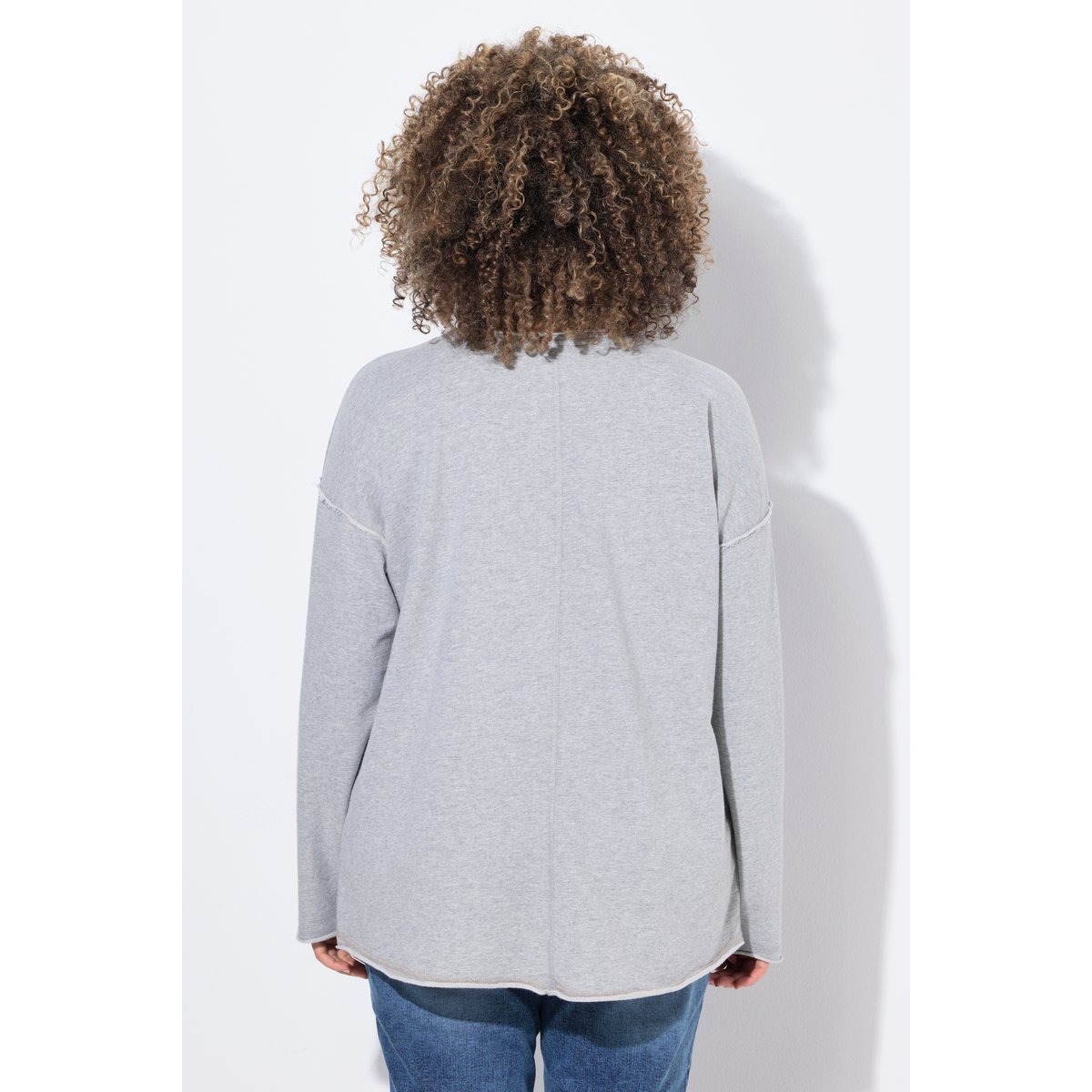 Sweat-shirt oversize, motif grand nœud gris clair chiné, ULLA POPKEN