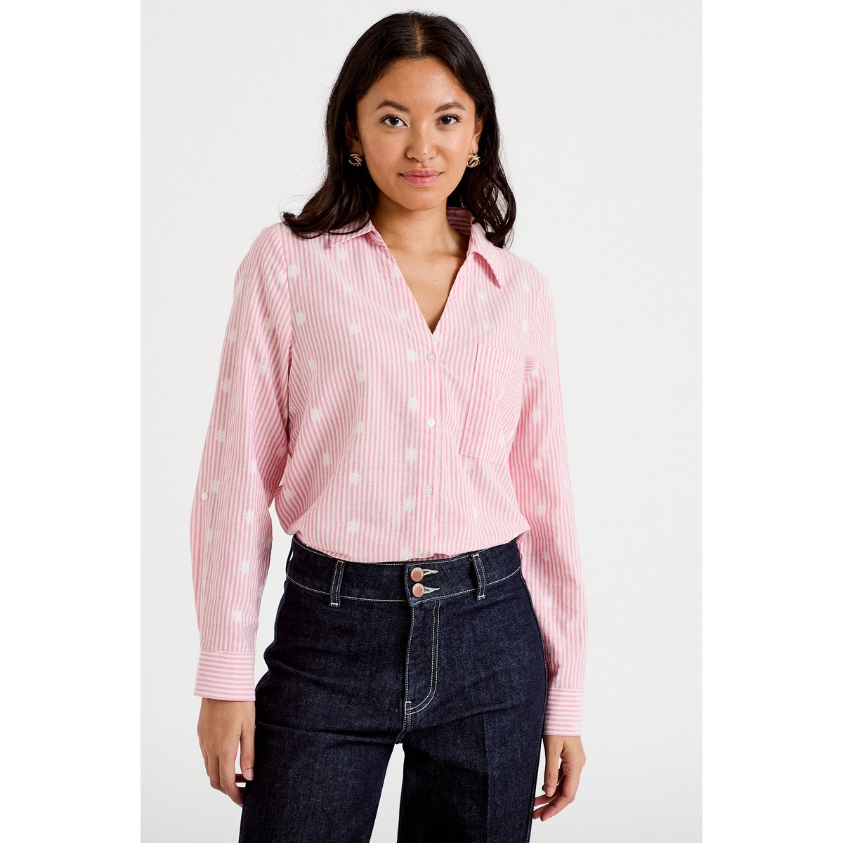 Chemise droite manches longues rouge, CACHE CACHE