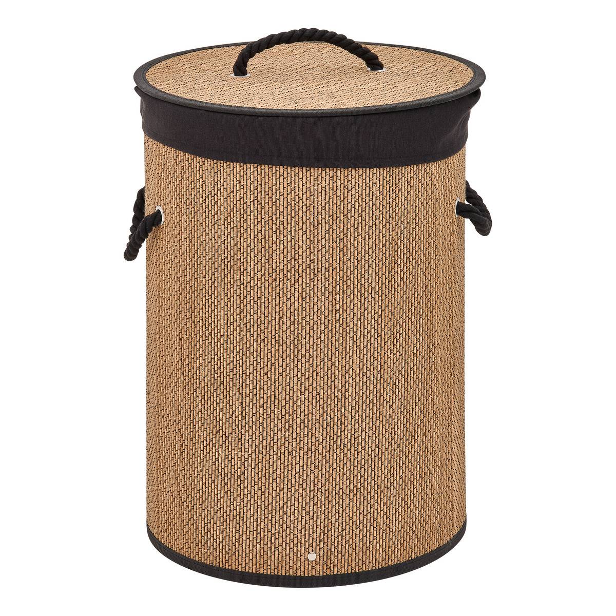 Panier à linge rond 48L STEMY noir, 5FIVE SIMPLY SMART