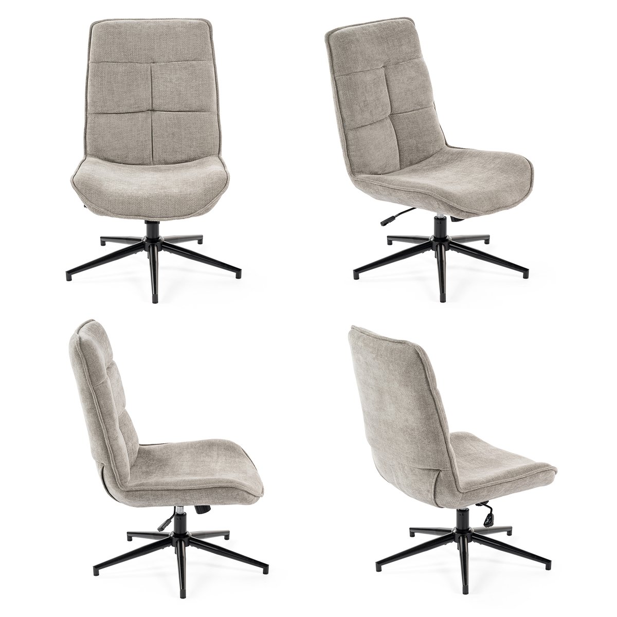 Chaise de bureau rotatif hauteur réglable style moderne, CHARLOTTEOFFICE gris, MEUBLES COSY