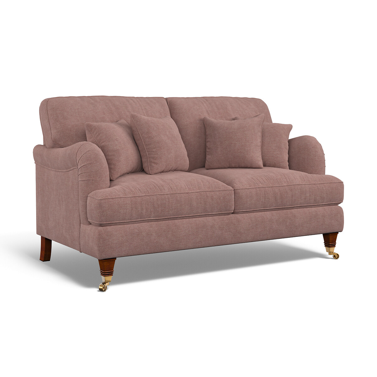 Emeline Soft Brushed 2 Seater Sofa with Castor Legs old rose, ÉDITÉ