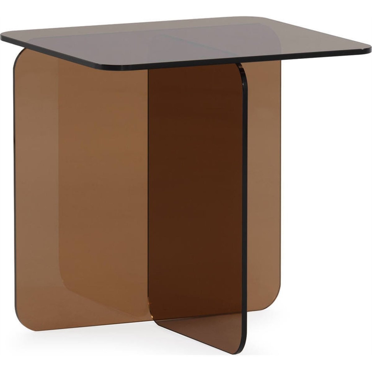 Table d'appoint carrée en verre contemporaine ambre, RECOLLECTION