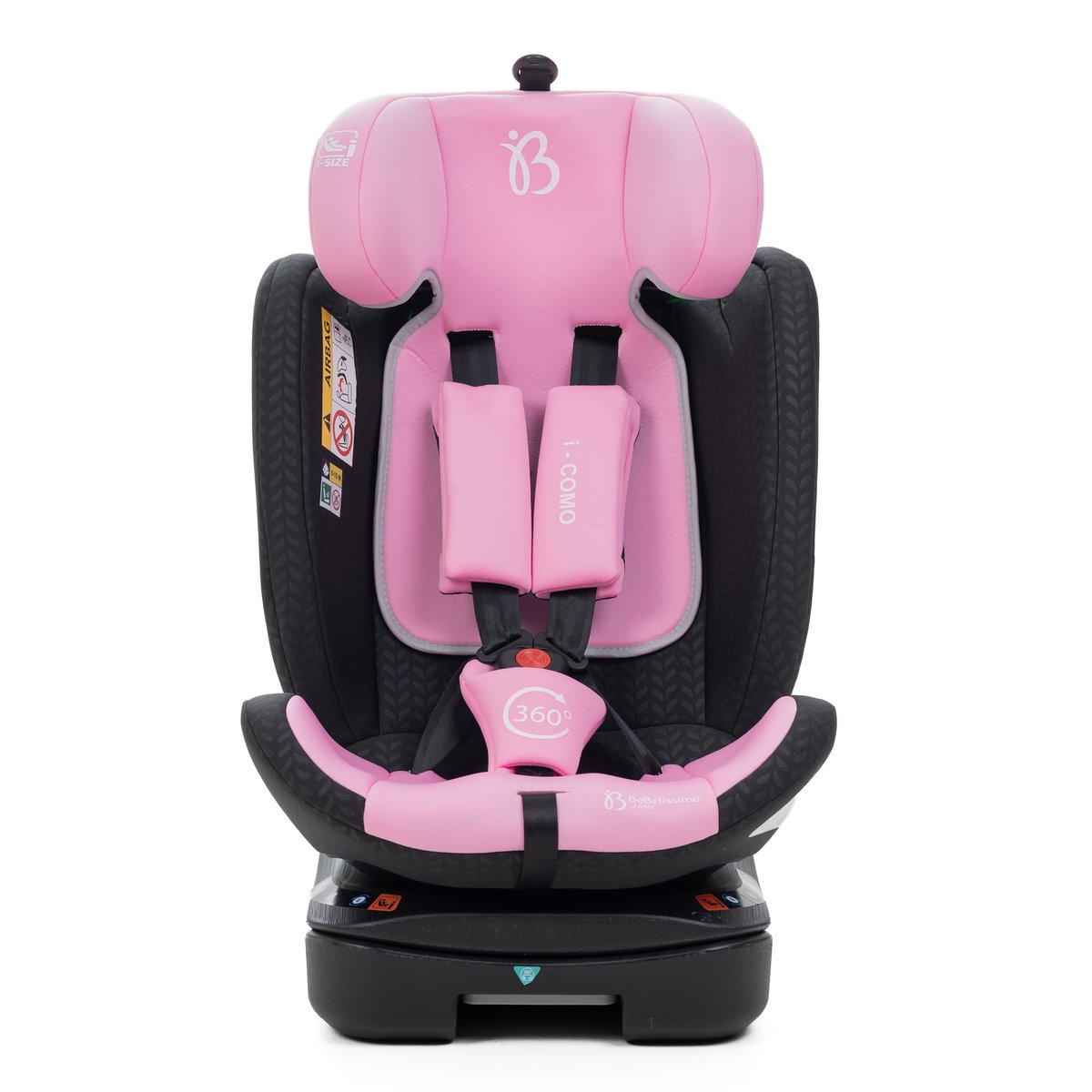 Bebelissimo - Siège auto Isofix - pivontant 360 ° - 40-150 cm - 0-36kg i- COMO rose couleur unique, BEBELISSIMO J'AIME