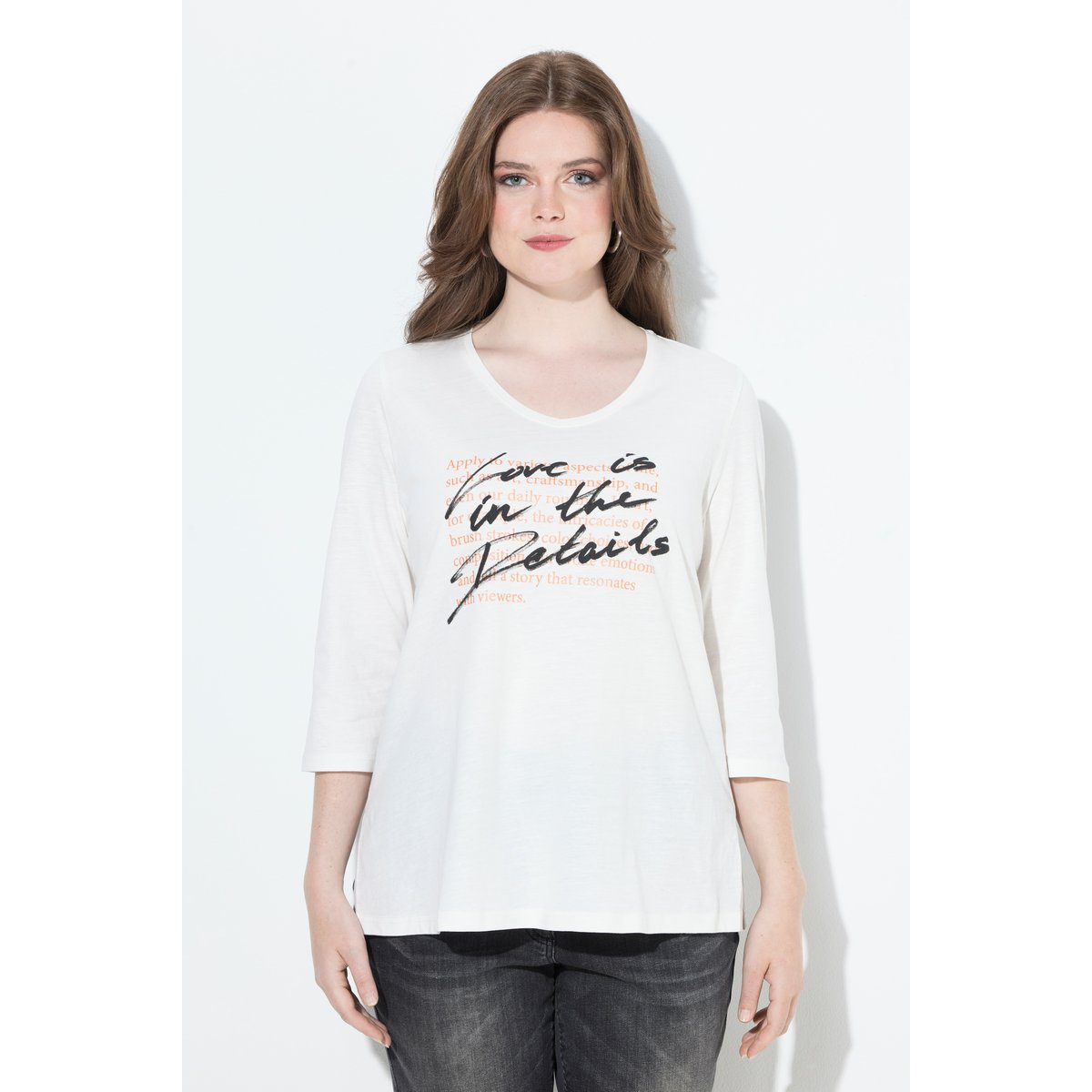T-shirt à message blanc cassé, ULLA POPKEN