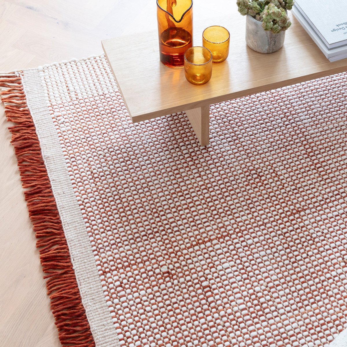 Tapis moderne en laine tissé main ELYSIUM rouge, NOVATREND