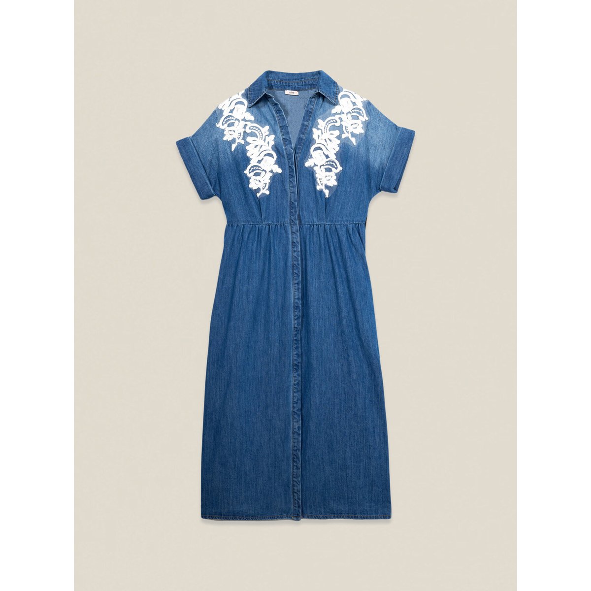 Chemisier en denim avec broderies light - blue, OLTRE